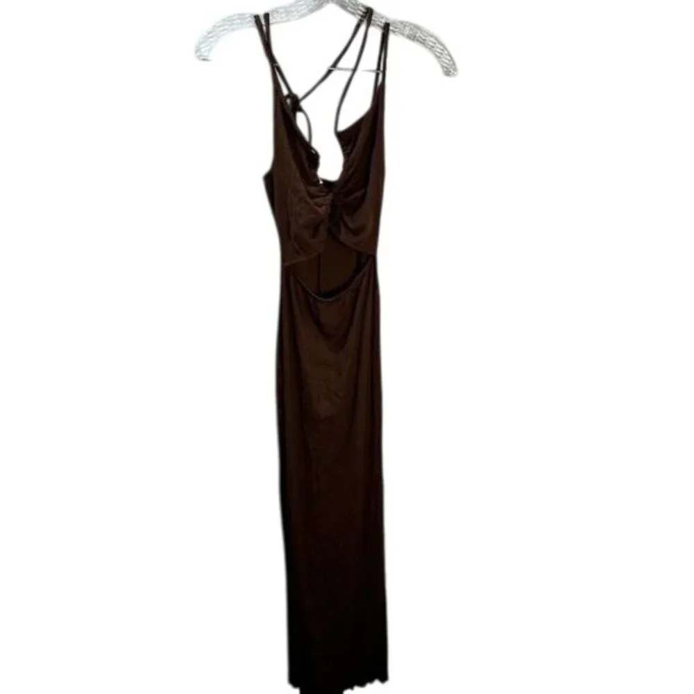 7Day Wknd Lace‎ Up Midi Dress Knit Strappy Small